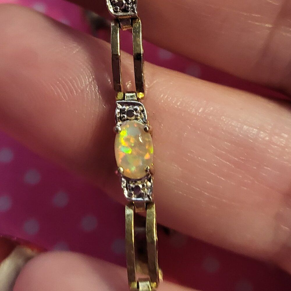 Vintage FAS Yellow Fire Opal Vermeil Gold over Sterling Silver Tennis Bracelet - Picture 3 of 7